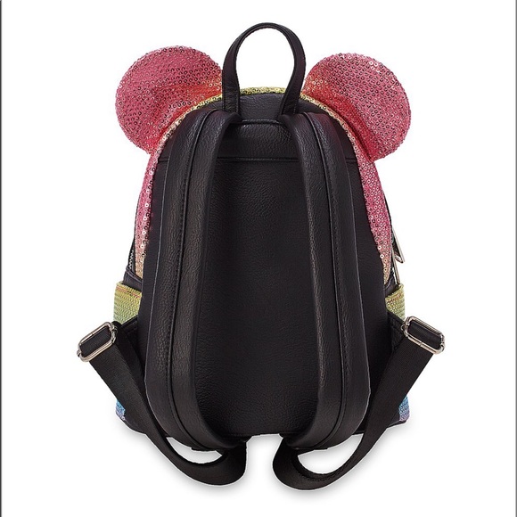 Loungefly Minnie Sequined Backpack Bow Rainbow - Picture 3 of 8